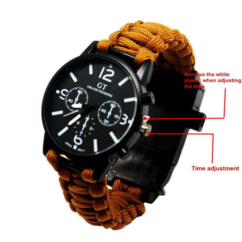 Outdoor Multi function Camping Survival Watch Bracelet Tools With LED Light Sportfans Store