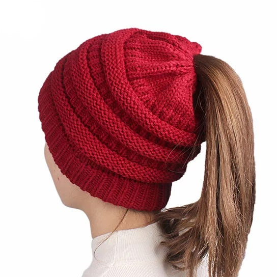 Pony Beanie Super Cute Cable Knit Hat Vista Shops
