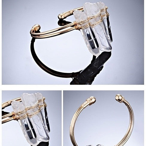 STUNNER Sparkling Natural Crystal Cuff Bracelet Vista Shops