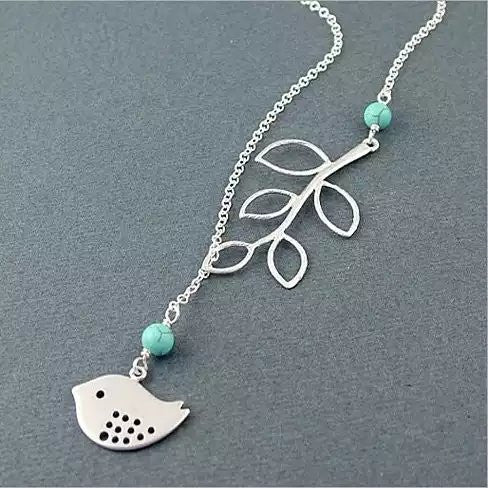 TURQUOISE SPRING Beautiful Bird Lariat Necklace Vista Shops
