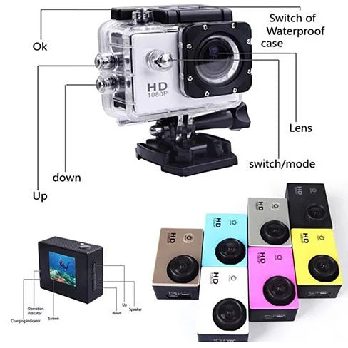 All PRO Action Sports Camera With 1080P HD And WiFi 18 PCS Of Accessory Included Vista Shops