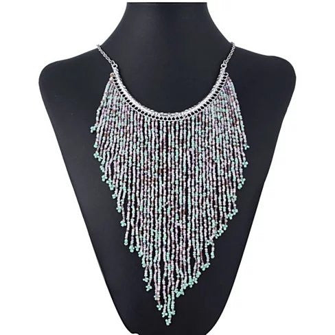 Bohemian Beads Waterfall Necklace Vista Shops