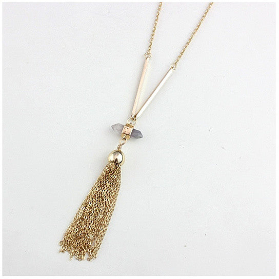 Violeta Necklace With Crystal Pendant And Trendy Tassels Vista Shops