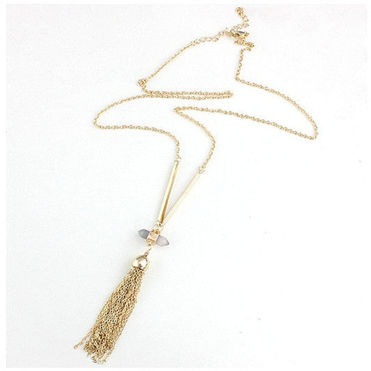 Violeta Necklace With Crystal Pendant And Trendy Tassels Vista Shops