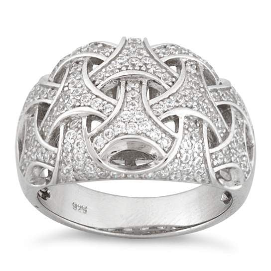 Commitment Ring Woven Style CZs On Platinum Plating Vista Shops