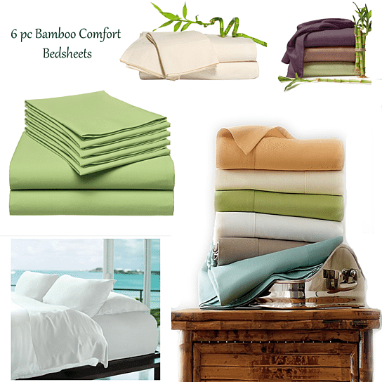6-Piece Luxury Soft Bamboo Bed Sheet Set in 12 Colors Vista Shops