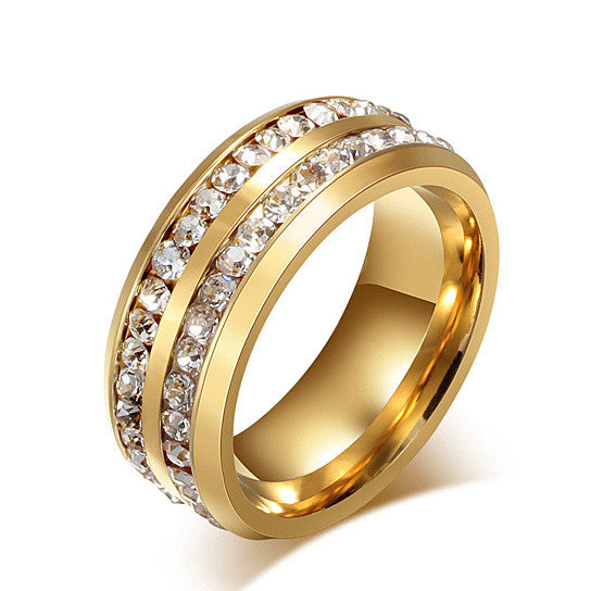 I Trust You Ring Double Row Channel Set CZ Stones In Titanium Steel Vista Shops