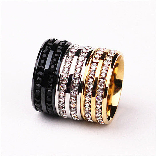 I Trust You Ring Double Row Channel Set CZ Stones In Titanium Steel Vista Shops