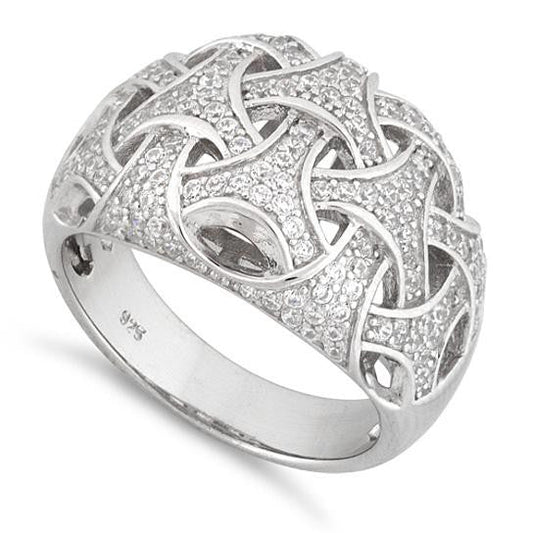 Commitment Ring Woven Style CZs On Platinum Plating Vista Shops