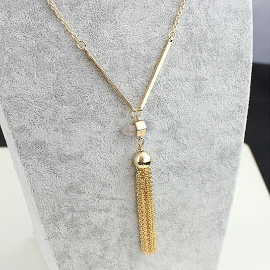 Violeta Necklace With Crystal Pendant And Trendy Tassels Vista Shops