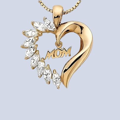 MOM's LOVE Heart Pendant With CZ Vista Shops