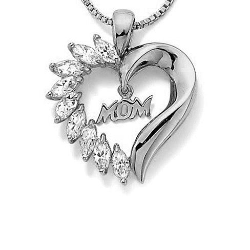 MOM's LOVE Heart Pendant With CZ Vista Shops