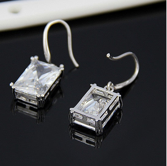 Royalty Earrings Emerald Cut Big Solitaires On Hooks Vista Shops