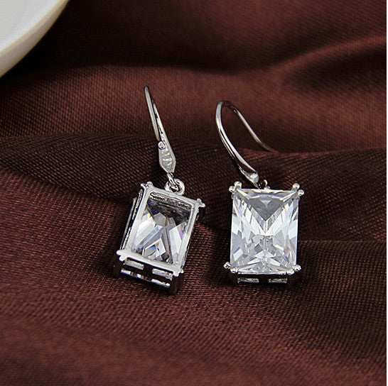 Royalty Earrings Emerald Cut Big Solitaires On Hooks Vista Shops