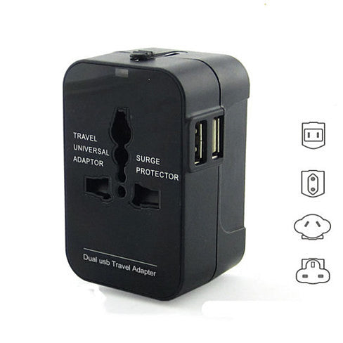 Worldwide Power Adapter and Travel Charger with Dual USB ports that works in 150 countries Vista Shops